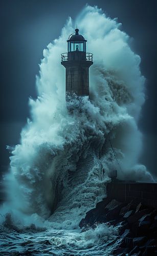 The wild sea and the lighthouse by Harry Cathunter