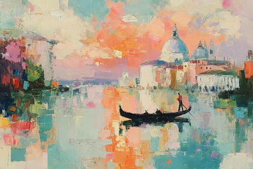 Gondel in Venedig – Impressionistische Ölmalerei von Niklas Maximilian
