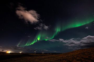 Northern Lights lying Iceland by Danny Leij