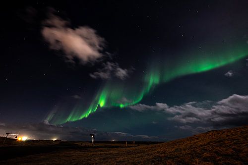 Northern Lights lying Iceland