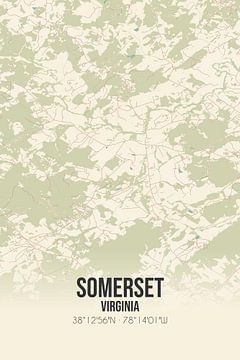 Carte ancienne de Somerset (Virginie), USA. sur Rezona