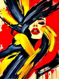 The Fire Within - An Abstract Journey in Black, Red, and Gold by The Art of Mark Fischer