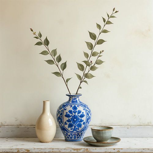 Blauwe Stilte in Evenwicht - delfts blauw vaas