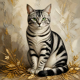 Katzenkunstsammlung – Europäische Kurzhaarkatze – schwarz-weiß von Johannas Art Creations