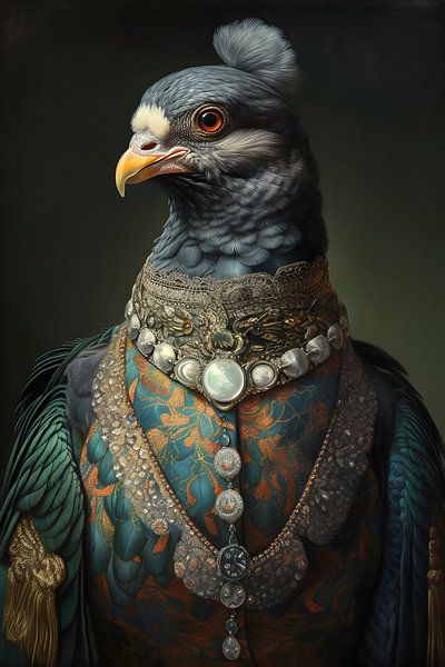 Portrait of pigeon from the 19th Century by But First Framing
