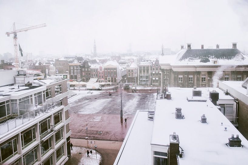 Enchanting Winter Photo of the Grote Markt in Groningen - Snowy Landscape for a Warm Atmosphere by Elianne van Turennout