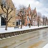 Het elfsteden stadje Slooten aan een bevroren gracht in Friesland. Wout Kok One2expose van Wout Kok