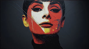 Zerbrochene Ikone – Pop-Art Portrait in Rot und Schwarz