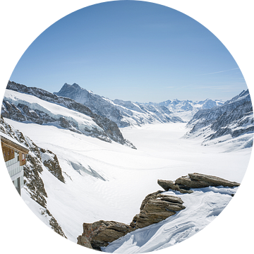 Uitzicht op de Aletschgletsjer vanaf het Jungfraujoch plateau van t.ART