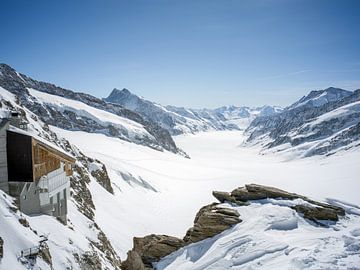Uitzicht op de Aletschgletsjer vanaf het Jungfraujoch plateau