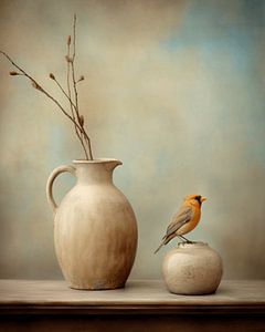 Stilleben mit einem Vogel