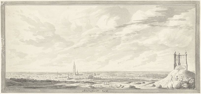 Gezicht op Amersfoort, Abraham de Haen (II), 1729 van Marieke de Koning