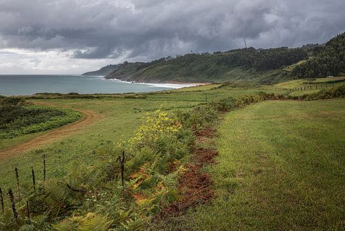 Küstenweg zum Strand Arenal de Moris in Asturien, Spanien