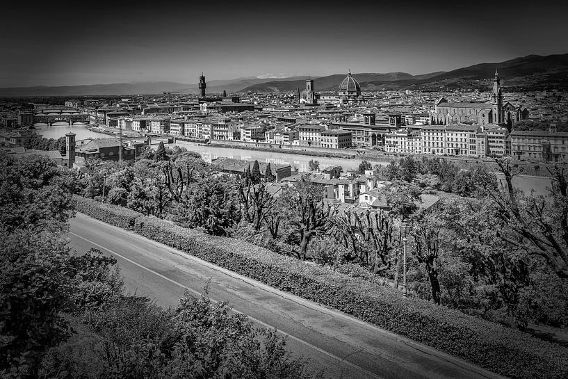 FLORENZ Aussicht vom Piazzale Michelangelo | Monochrom von Melanie Viola