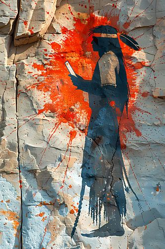 Modern Vrouw met Smartphone in Kleurspatten