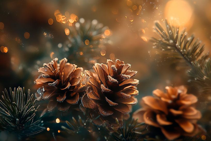 Pine cones in the evening light - magical by Poster Art Shop