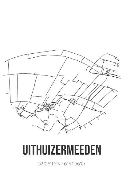 Uithuizermeeden (Groningen) | Map | Black and White by Prints of Place