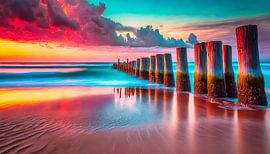 Zonsondergang op het strand