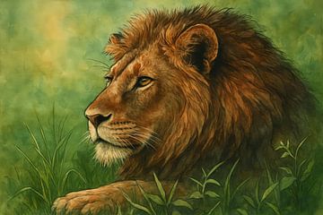 Majestic lion in profile by Imperial Art House