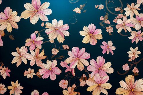 Abstracte organische met bloemen behang achtergrond