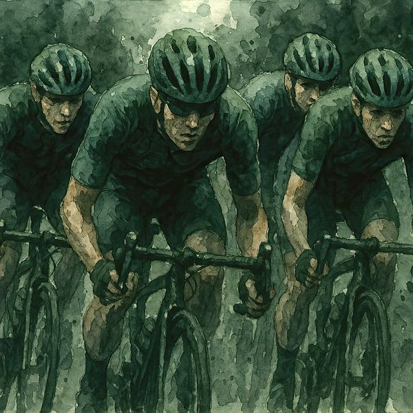 Gemeinsam vorwärts kommen (cooles Bild mit einer Gruppe von Radfahrern, die sich in einer Männerhöhle vergnügen) von Natalie Bruns