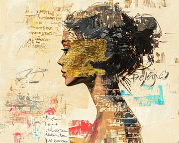 Echoes of Gold and Script van Blikvanger Schilderijen