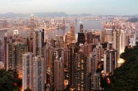 Skyline-Abend in Hongkong