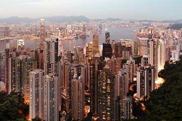 Hong Kong Skyline avond van Claire Droppert