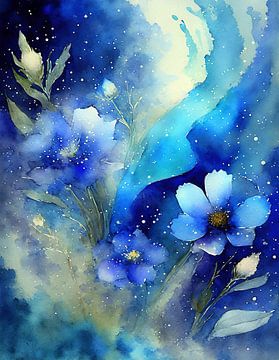 Delfts blauw flow flower 2 van Loutje fotografie & styling