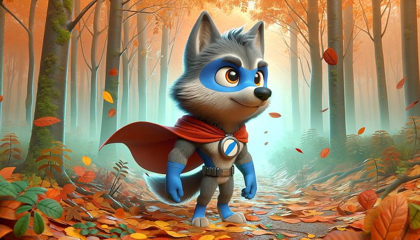 Vossenheld in het betoverde herfstbos van artefacti