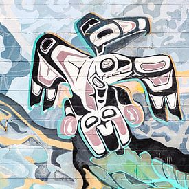 Muurschildering in Canada, gemaakt door Native Americans van Inge van den Brande