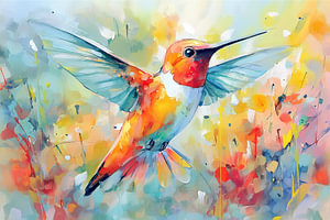 Kolibri im Stil eines Aquarell-Gemäldes
