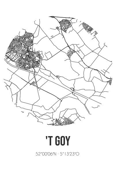 't Goy (Utrecht) | Map | Black and White by Prints of Place