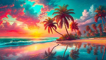 Beach with palm trees by Mustafa Kurnaz