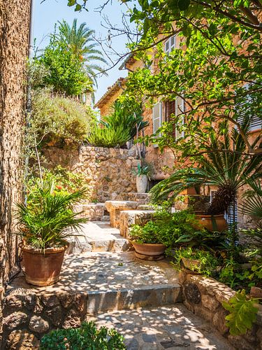Deià village in Mallorca with garden