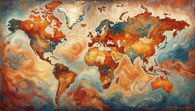 Van Gogh-style world map by Maps Are Art
