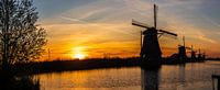 Panorama of the sunrise at Kinderdijk