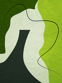 Minimalistische abstrakte Kunst mit organischen Formen in Grüntönen, Natur. von Online Arts