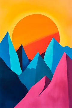 Colourful mountain landscape with sunset by Poster Art Shop