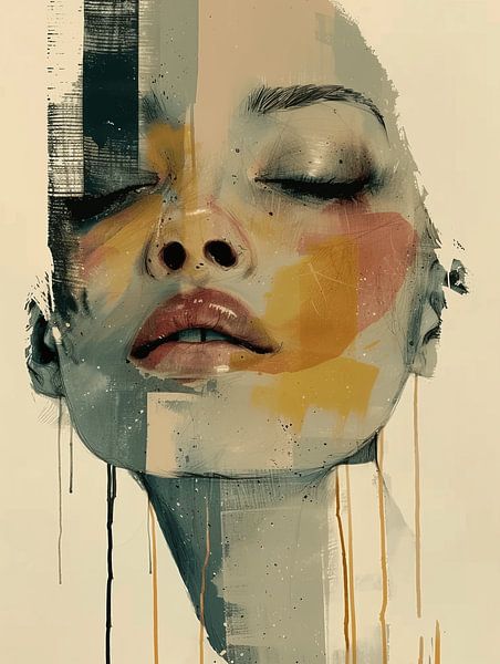 Modern en abstract vrouwenportret van Carla Van Iersel
