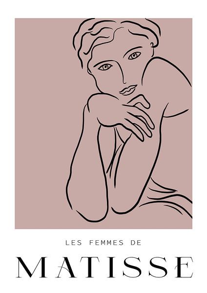 Aubergine verwijderen Knorretje Henri Matisse tekening van een vrouw, . Lijntekening van Hella Maas op  canvas, behang en meer