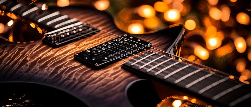 Guitare devant des lumières vives par Poster Art Shop