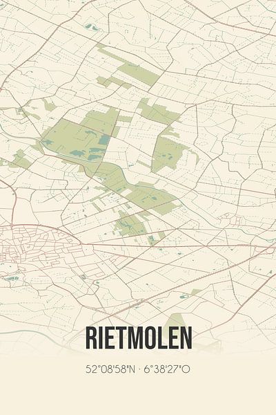 Vintage map of Rietmolen (Gelderland) by Prints of Place