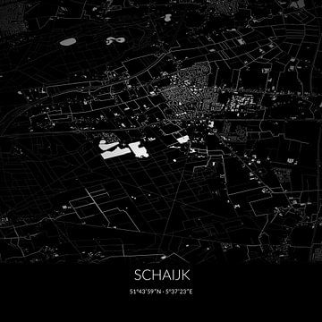 Carte en noir et blanc de Schaijk, Brabant-Septentrional. sur Rezona