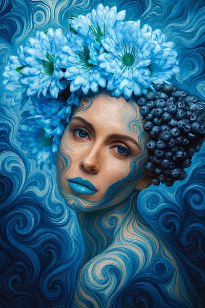 Porträt Frau - Blaubeeren von Moonheart Artworks