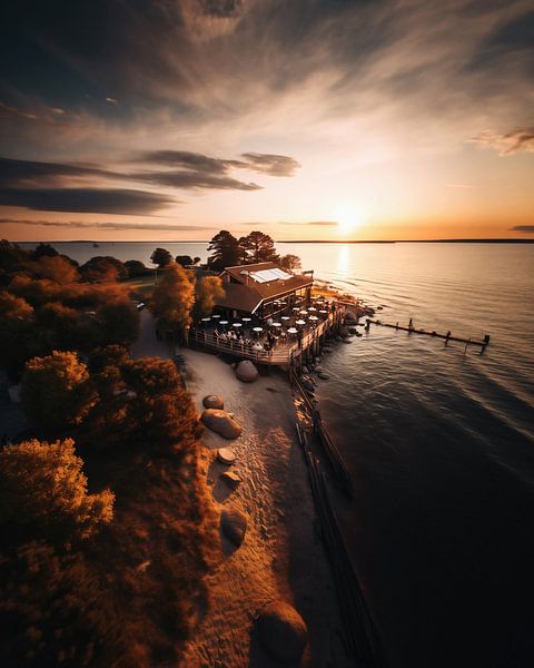 Strandbar im Sonnenuntergang von fernlichtsicht