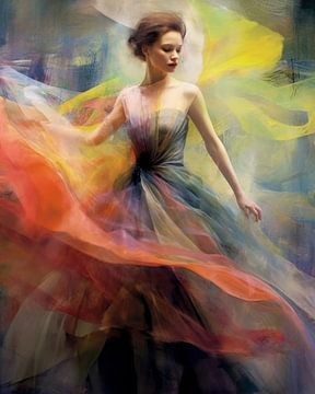 Portrait aux couleurs pastel "Ballerina" sur Carla Van Iersel