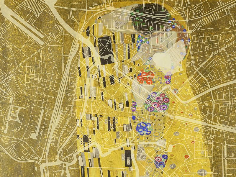 Map of Den Bosch Centrum with the Kiss by Gustav Klimt by De Kaartenwinkel