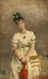 ALFRED STEVENS,JONGE VROUW BIJ DE ZEE