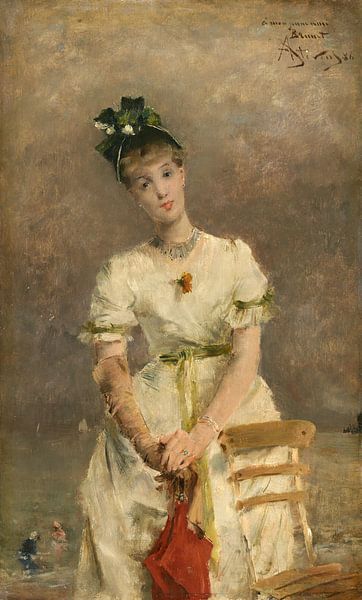 ALFRED STEVENS,JONGE VROUW BIJ DE ZEE van finemasterpiece